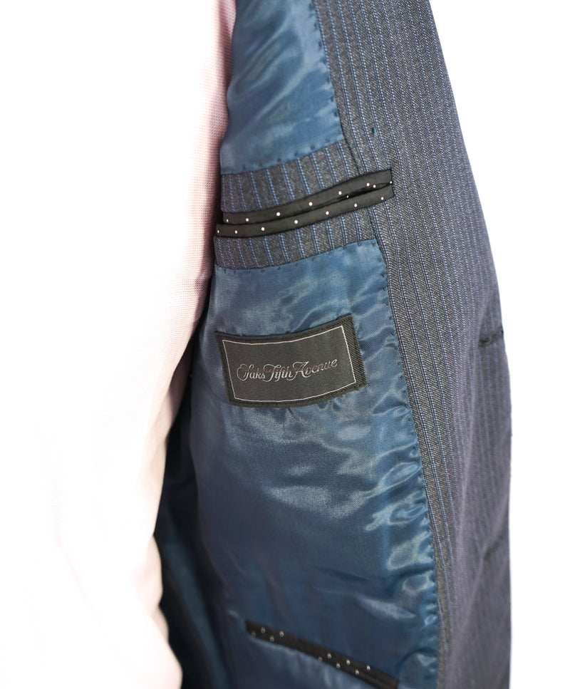 SAKS FIFTH AVENUE / LORO PIANA - Super 130's 4 Season Blue Stripe Suit - 38R