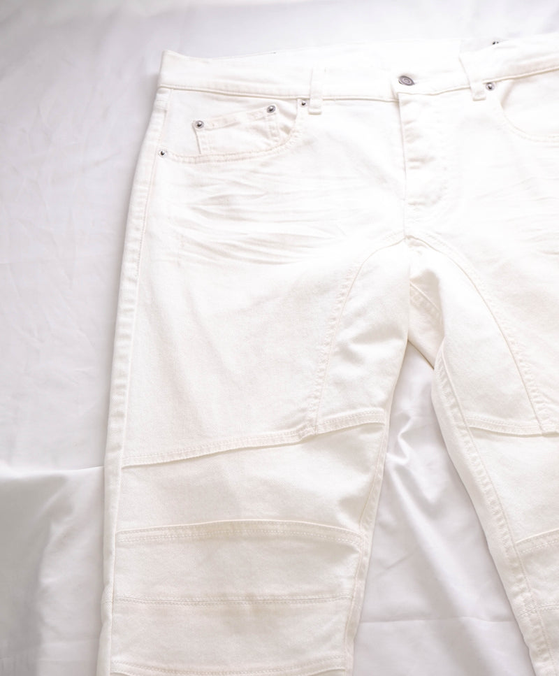 BELSTAFF - White/Ivory Motto Jeans W Suede Logo Patch - 30W