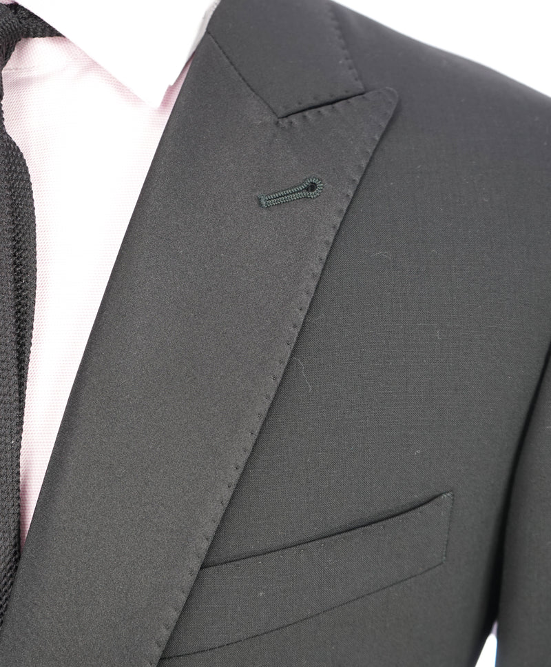 ARMANI COLLEZIONI -  "M Line" Slim Peak Lapel Black Tuxedo Suit - 46R