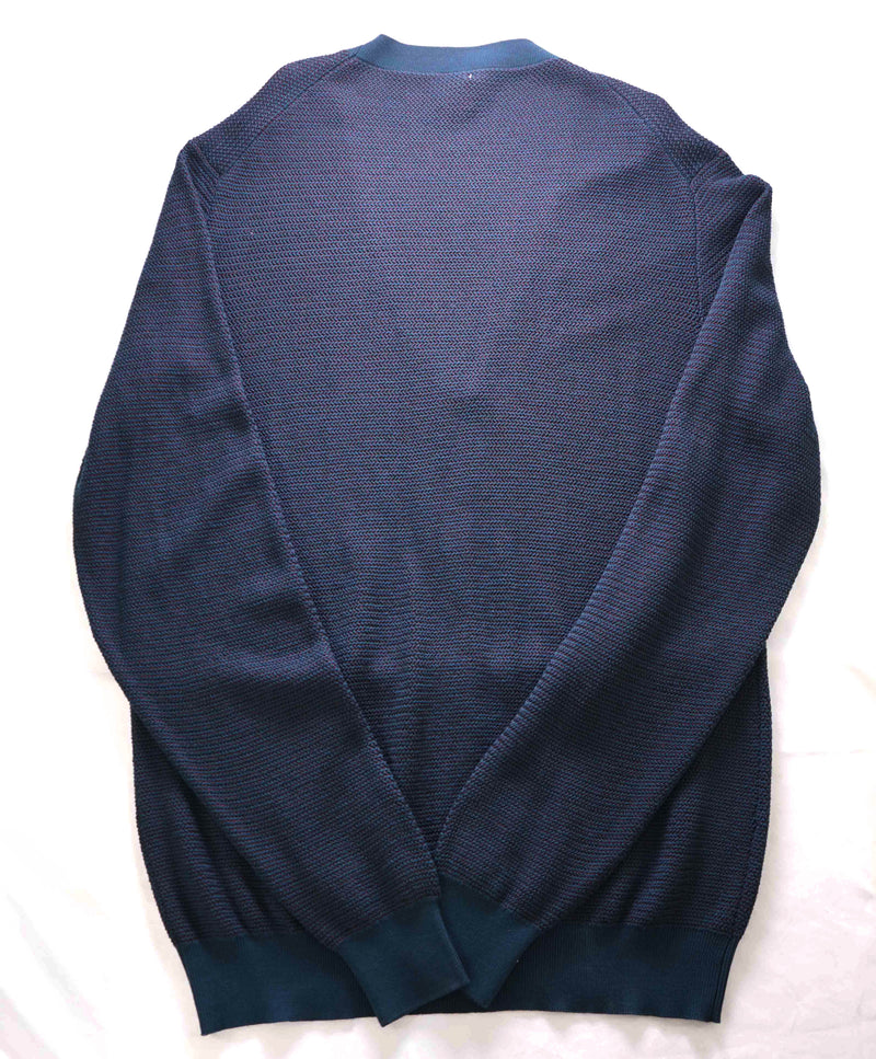 $1,595 BRIONI -WOOL/SILK Teal Blue /Green/ Red Fine Knit Cardigan Sweater- 46 XXL