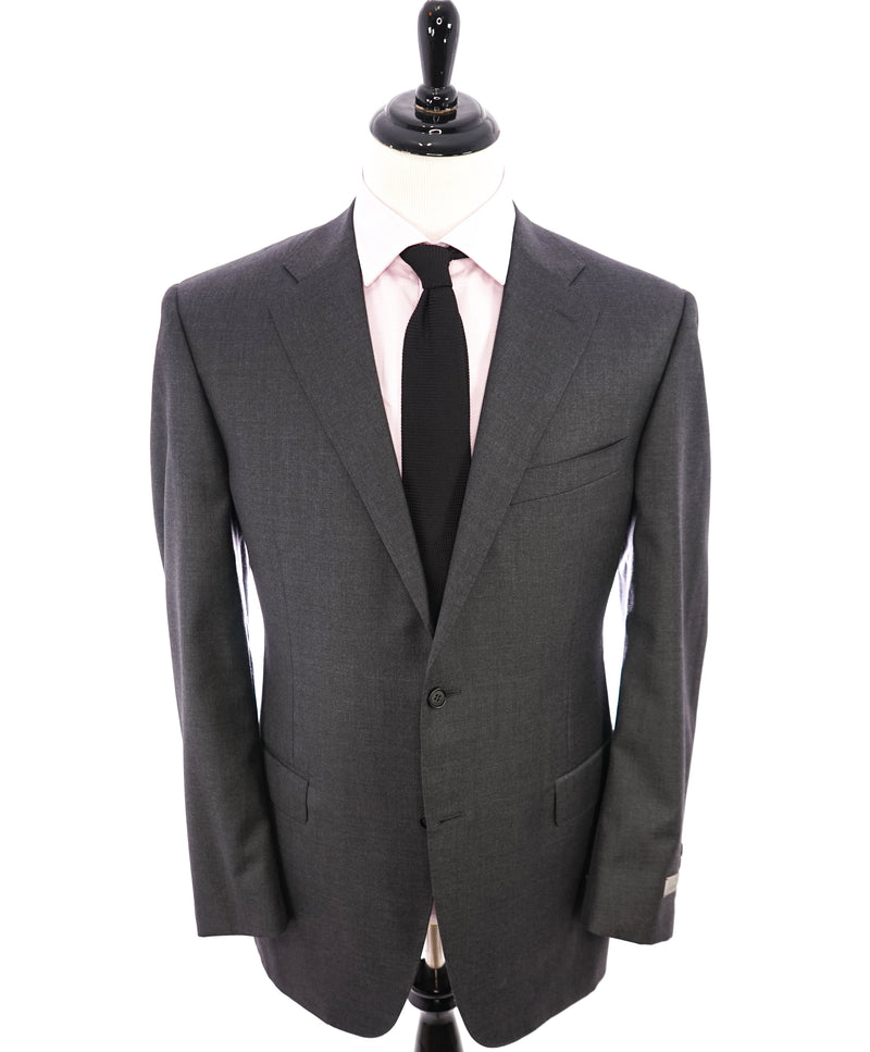 CANALI - Solid Gray Charcoal Notch Lapel Suit - 44L