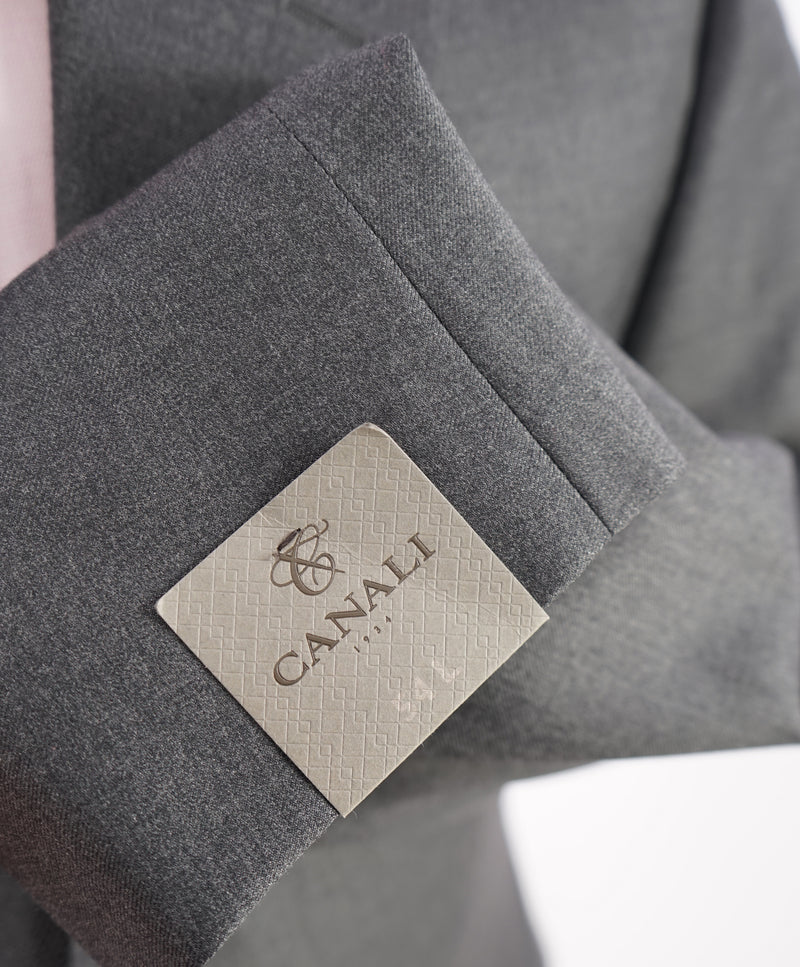 CANALI - Solid Gray Charcoal Notch Lapel Suit - 44L