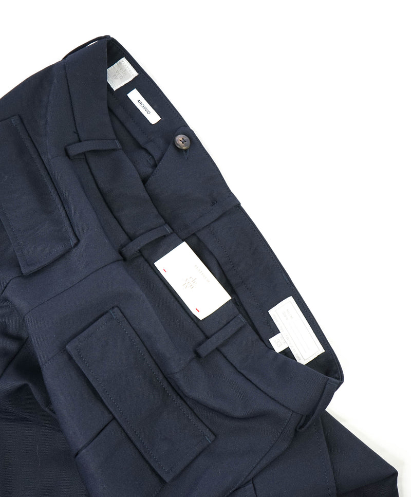 ELEVENTY - Navy Cargo Flat Front Wool Blend Dress/Casual Pants- 33W