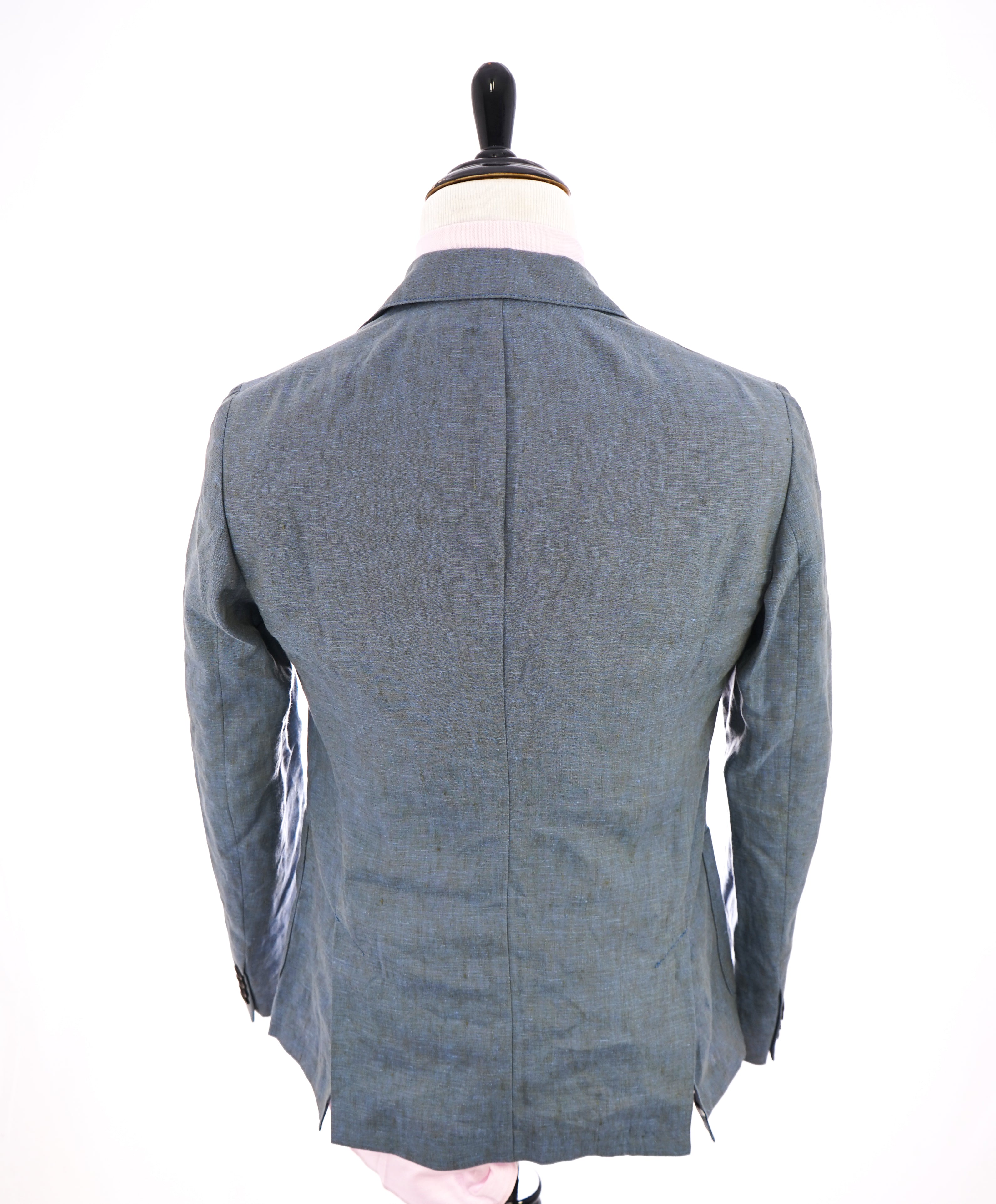 ARMANI COLLEZIONI - Medium Blue Melange Semi-Lined Linen Blazer -  38R