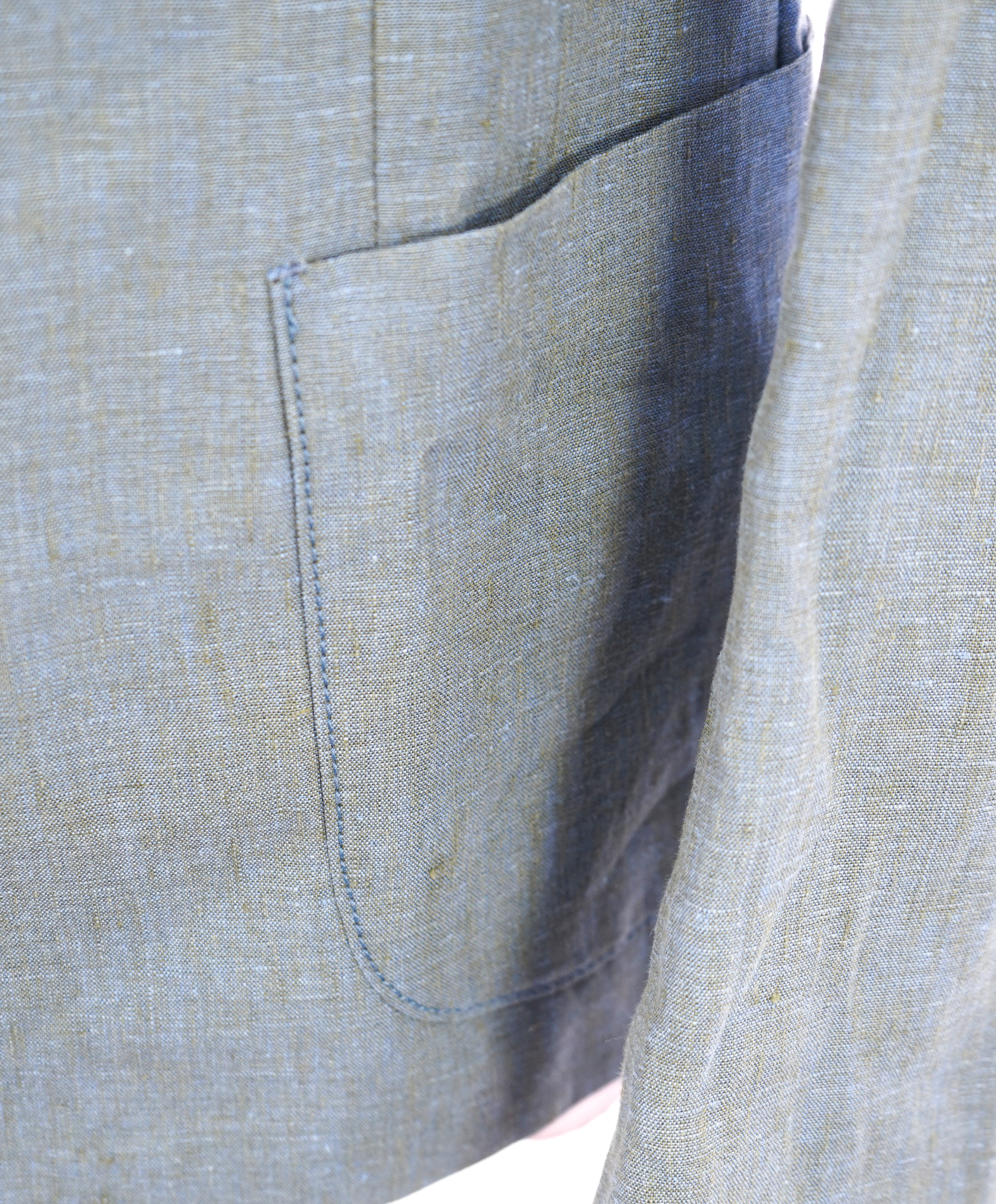 ARMANI COLLEZIONI - Medium Blue Melange Semi-Lined Linen Blazer -  38R