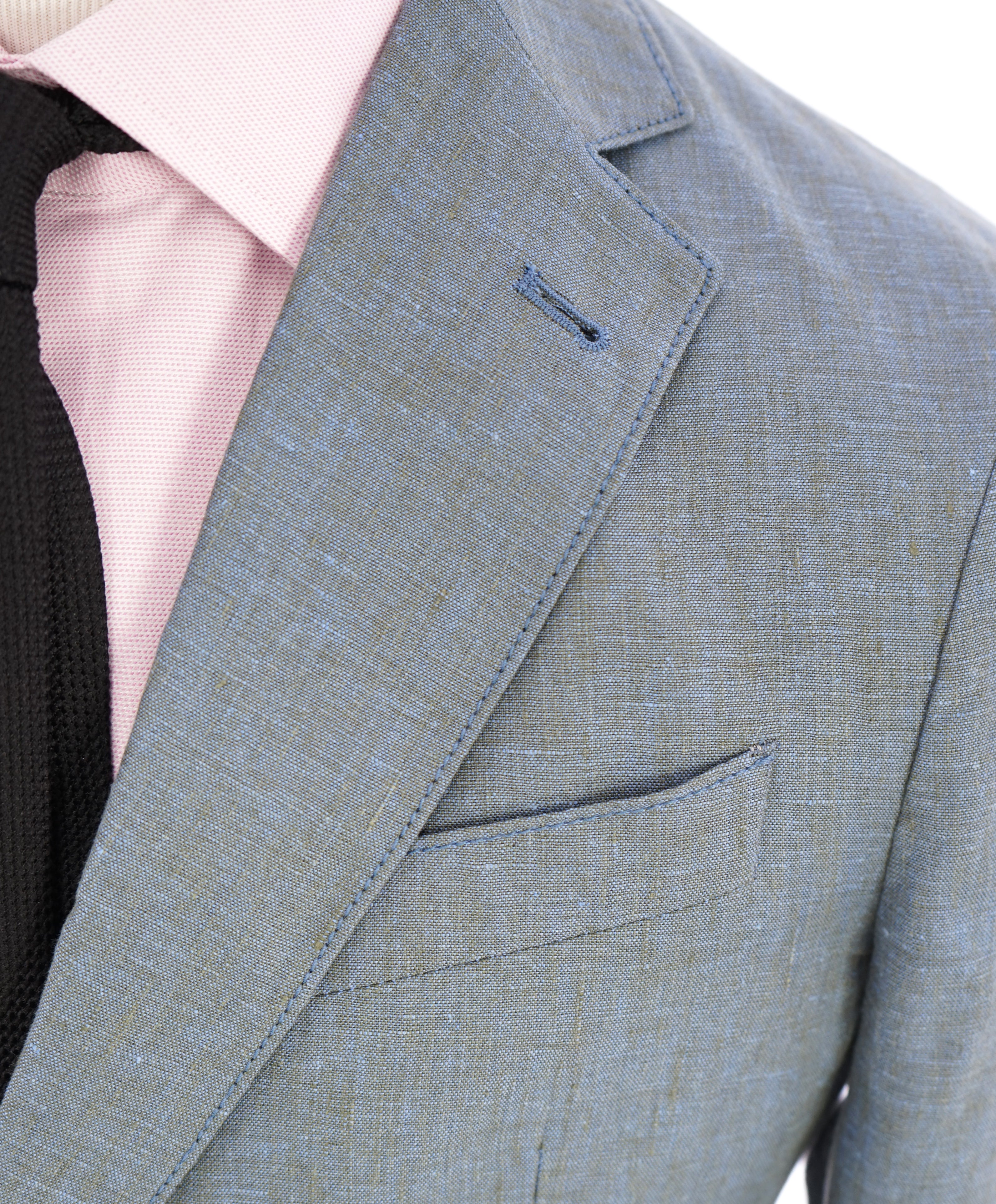 ARMANI COLLEZIONI - Medium Blue Melange Semi-Lined Linen Blazer -  38R