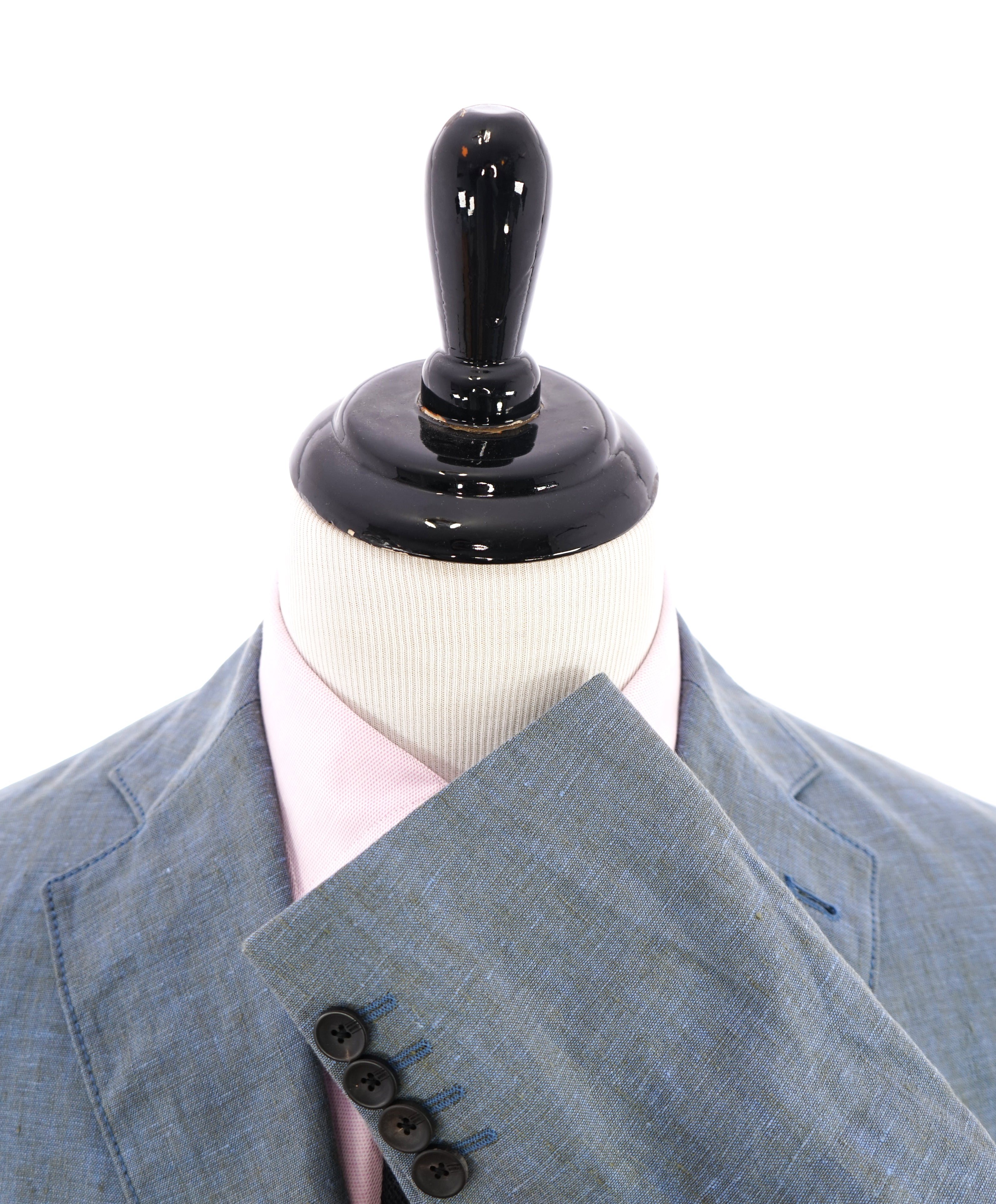 ARMANI COLLEZIONI - Medium Blue Melange Semi-Lined Linen Blazer -  38R