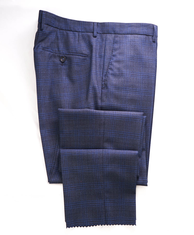 HUGO BOSS - Bold Blue Plaid Check Flat Front Dress Pants - 38W
