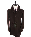 ELEVENTY - Brown Raised Texture Full Length Wool Coat W Metal Bttns - 44US
