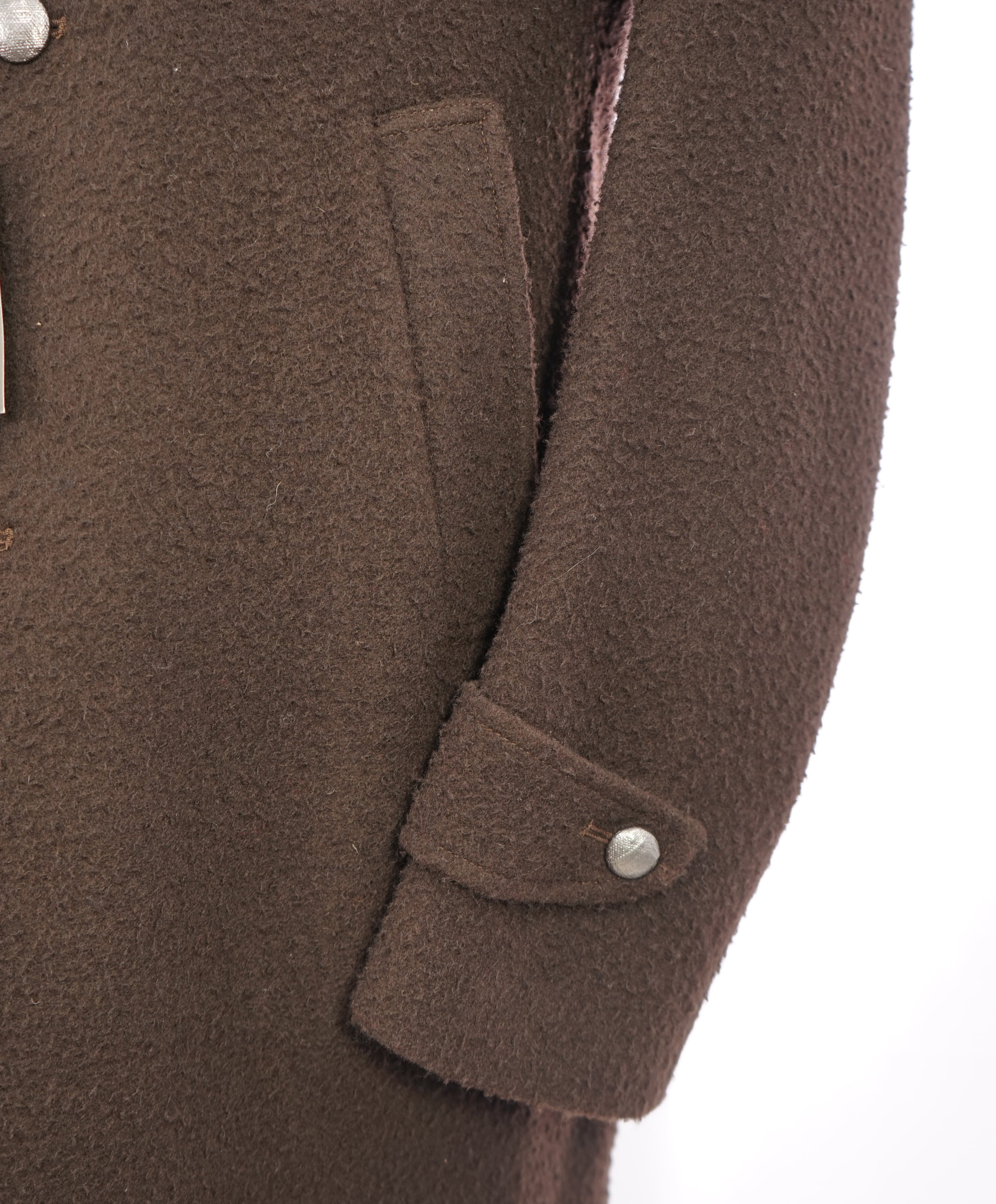 ELEVENTY - Brown Raised Texture Full Length Wool Coat W Metal Bttns - 46US