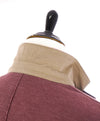 ELEVENTY - Cotton Pique Burgundy LEATHER SUEDE "Bruenllo Style" Blazer - 44R