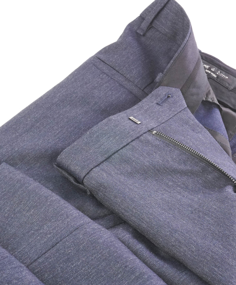 RAG & BONE - Blue & Gray Melange Flat Front Dress Pants - 32W