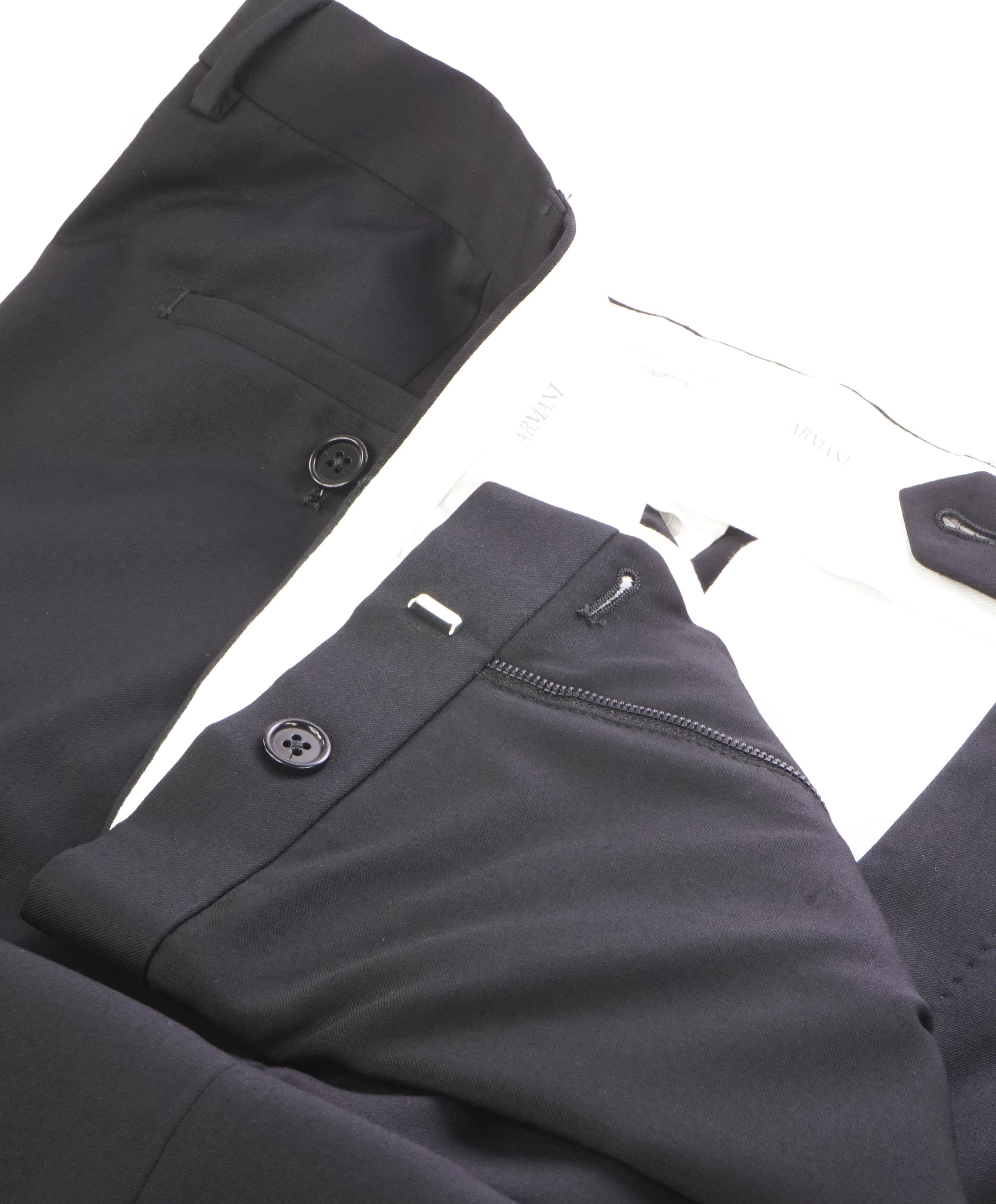 ARMANI COLLEZIONI - Black *CLOSET STAPLE* Wool Flat Front Dress Pants - 35W