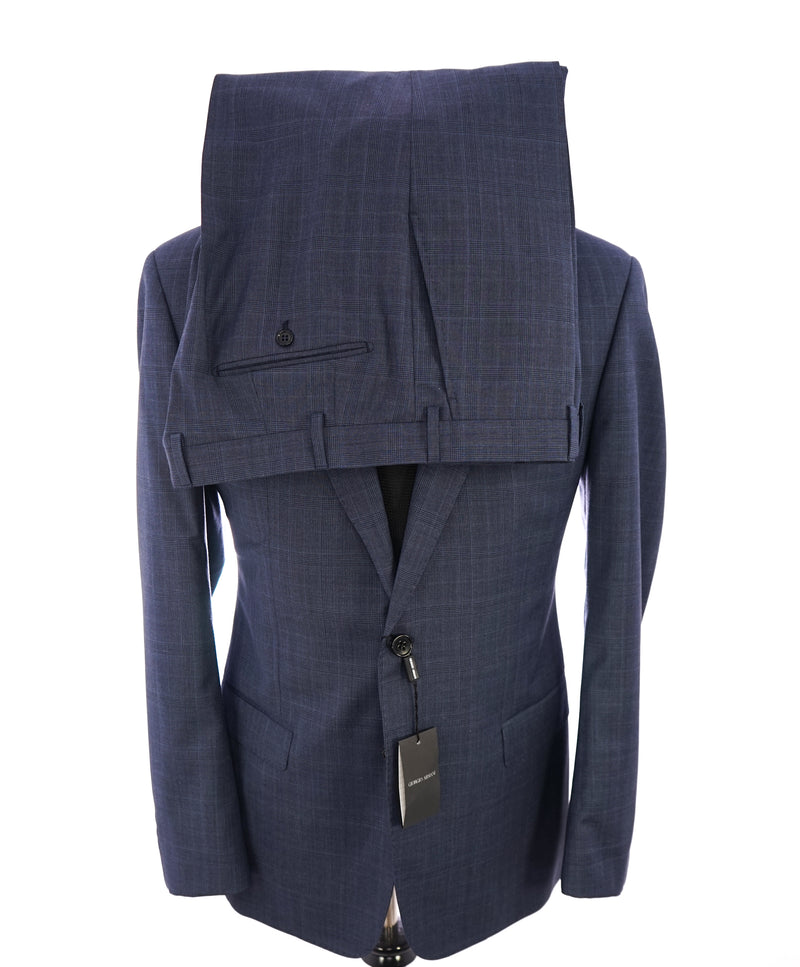 GIORGIO ARMANI - Blue Plaid Check “SOFT” Collection Suit - 46R