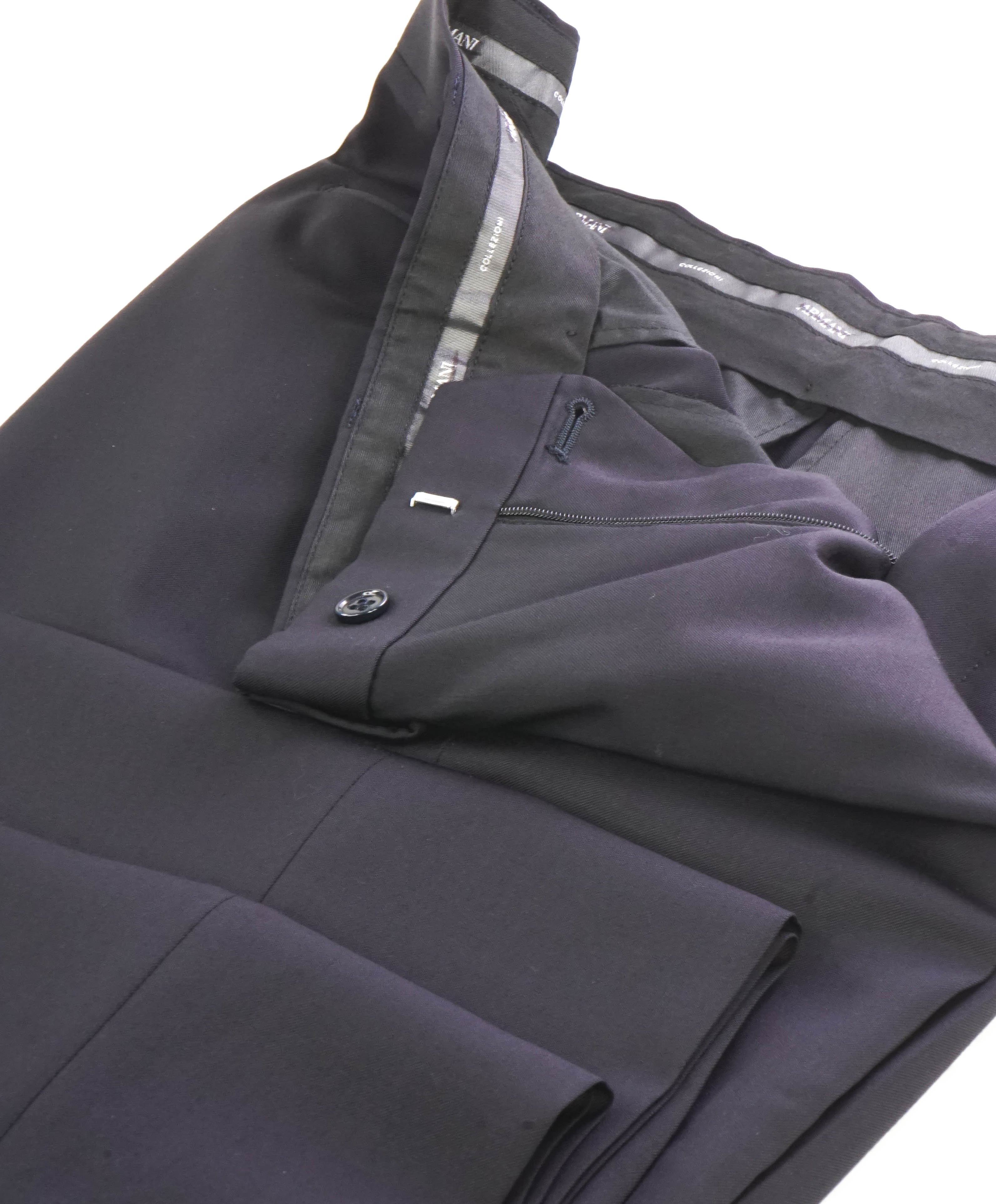 ARMANI COLLEZIONI - Black *CLOSET STAPLE* Wool Flat Front Dress Pants - 37W