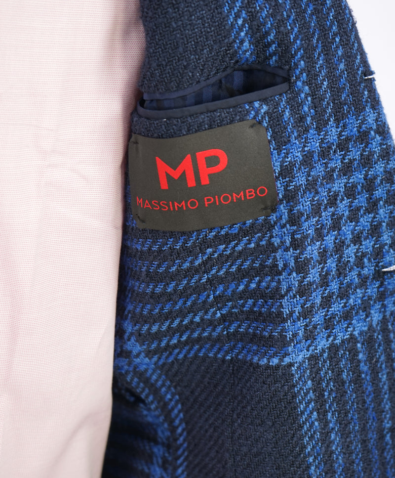 MP MASSIMO PIOMBO - SILK Raised Texture Bold Check Semi-Lined Blazer - 38R