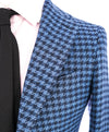 BOTTEGA MARTINESE - LINEN Made In Italy Navy Blue Houndstooth Blazer - 36R