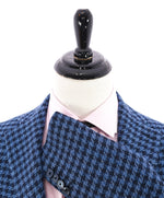 BOTTEGA MARTINESE - LINEN Made In Italy Navy Blue Houndstooth Blazer - 36R