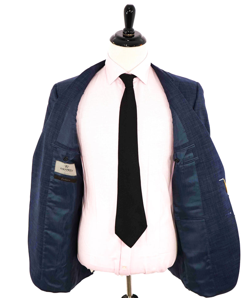 $2,295 CANALI - "EXCLUSIVE Super 150's" Blue Check Plaid Wool/Silk Blazer - 44L