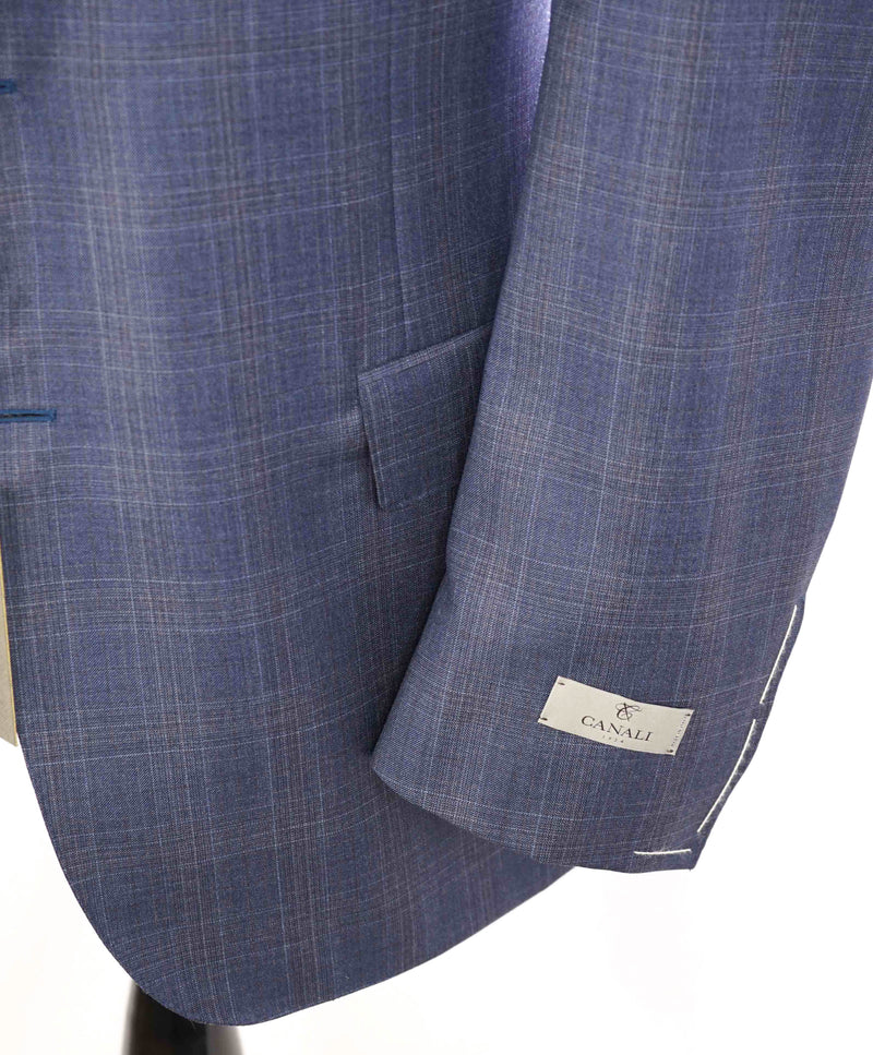 $1,895 CANALI - Pastel Blue Check Plaid Wool Blazer - 48R