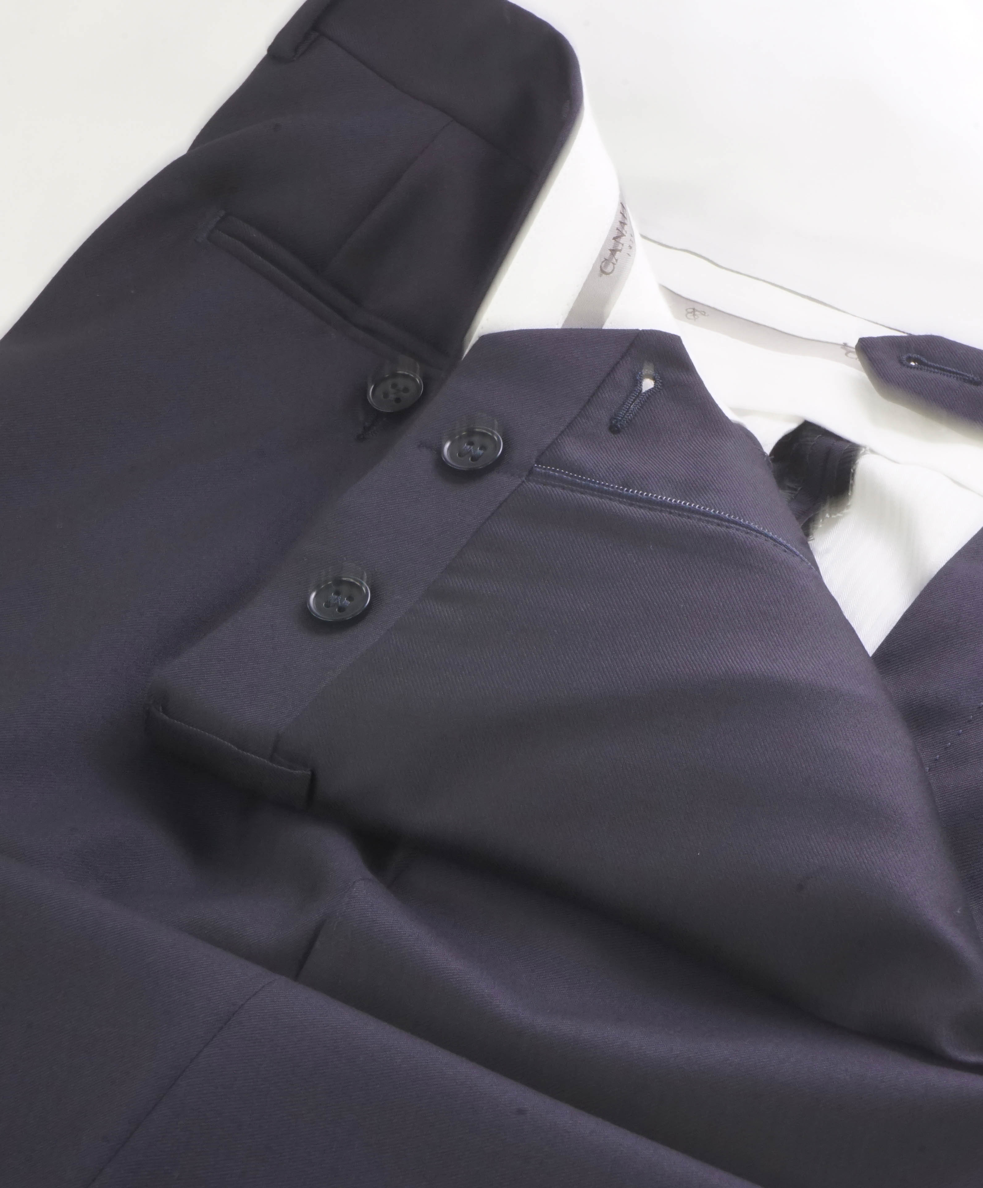 CANALI - Navy Blue *CLOSET STAPLE* Wool Flat Front Dress Pants - 32W