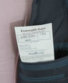 $3,995 ERMENEGILDO ZEGNA -"TROFEO" Teal Blue Abstract Check Suit - 48R