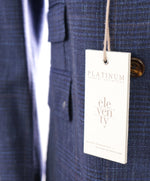 ELEVENTY -  "PLATINUM" Hand Made Double Breasted Blue SILK/LINEN Suit - 44R