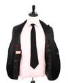 BRUNELLO CUCINELLI - Gray On Black Wide Peak Lapel SILK Tuxedo Suit - 42R