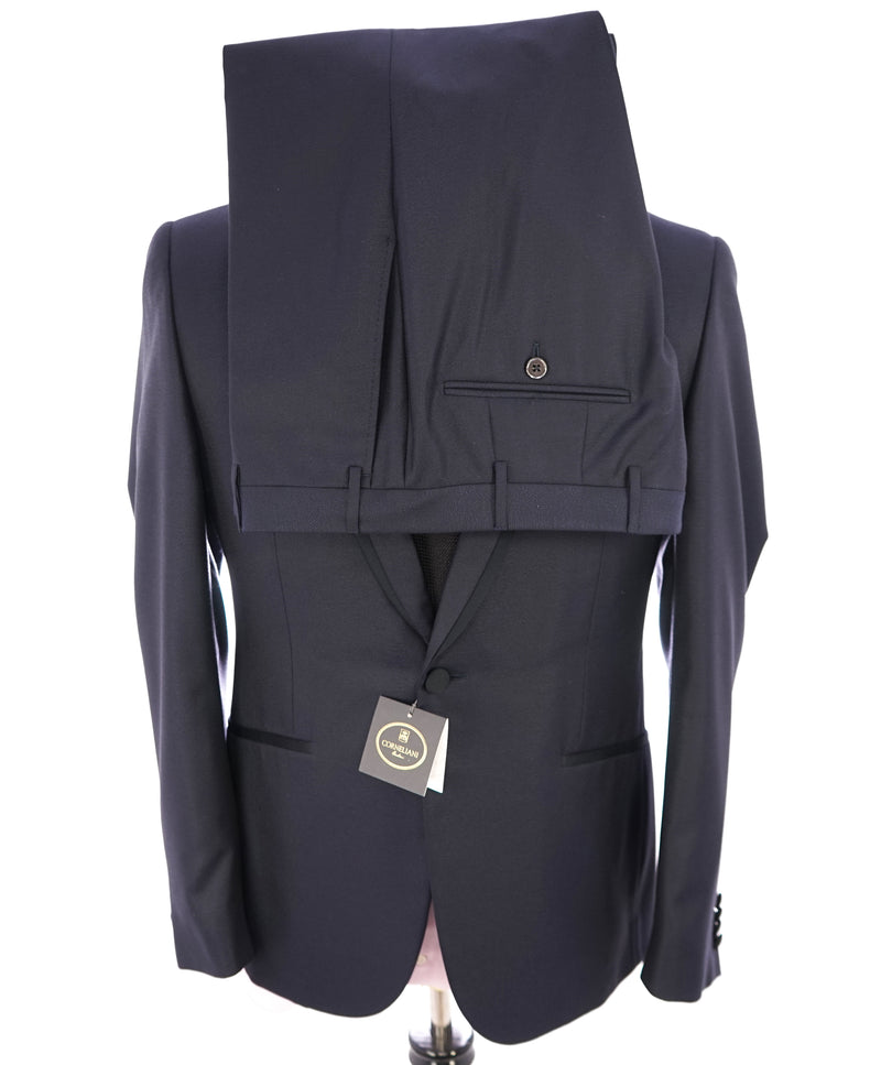 CORNELIANI - Shawl Collar Blue Tuxedo Textured "Wool & Silk" Suit - 40R