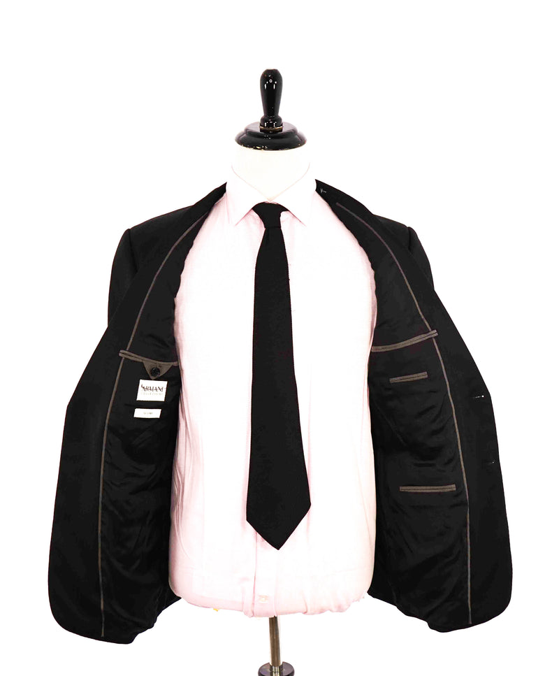 $1,495 ARMANI COLLEZIONI - “G Line” Black Tonal Stripe Blazer - 42R