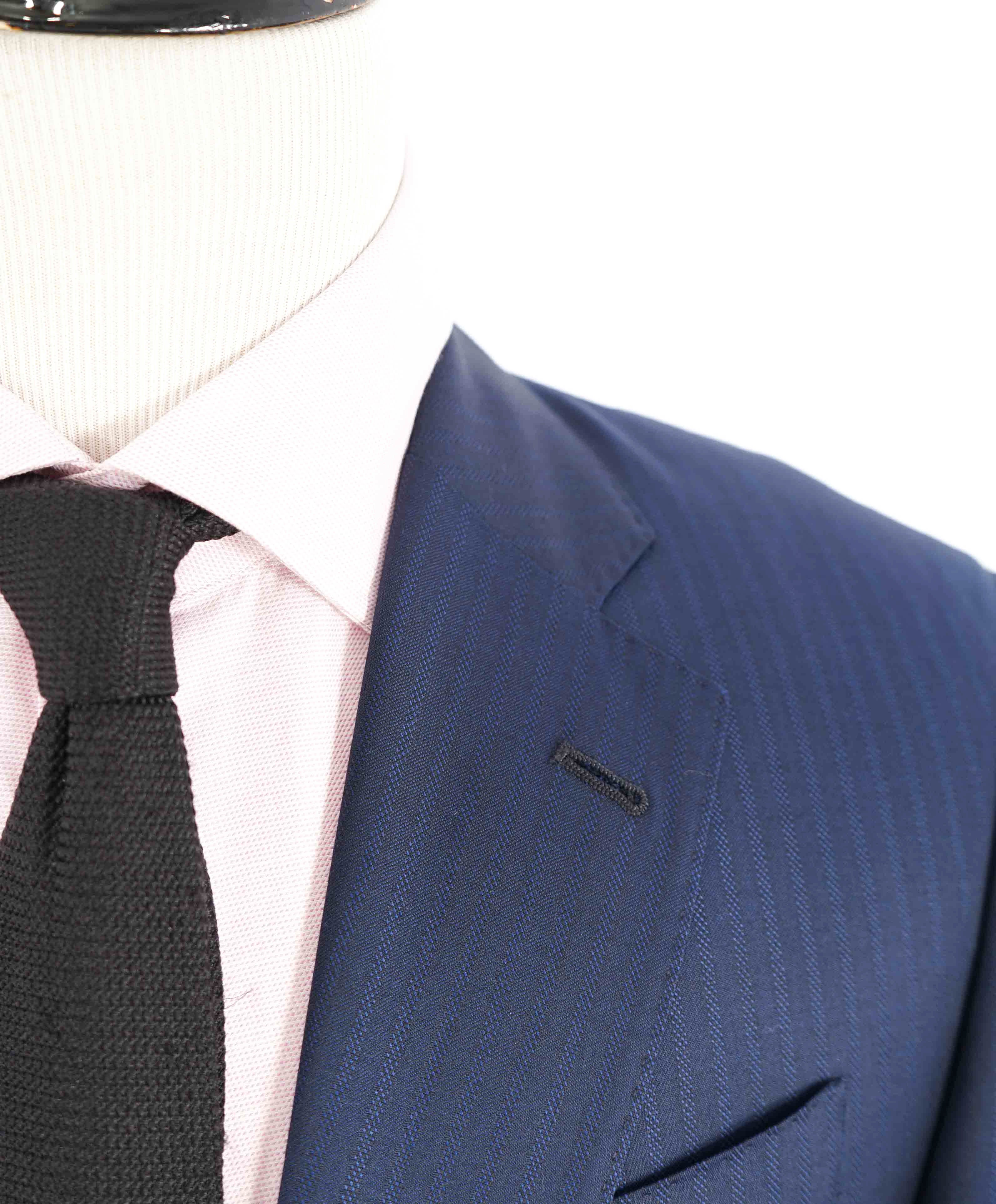 $1,495 ARMANI COLLEZIONI - “G Line” Blue Tonal Stripe Blazer DAMAGED - 40S