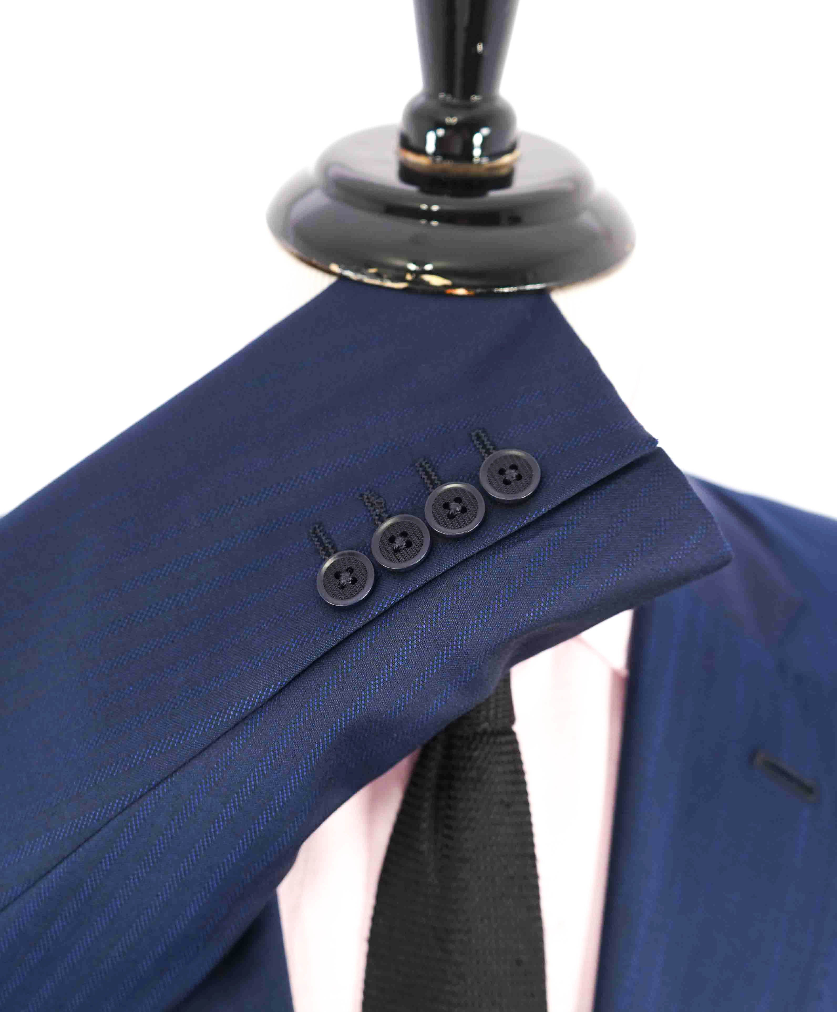 $1,495 ARMANI COLLEZIONI - “G Line” Blue Tonal Stripe Blazer DAMAGED - 40S