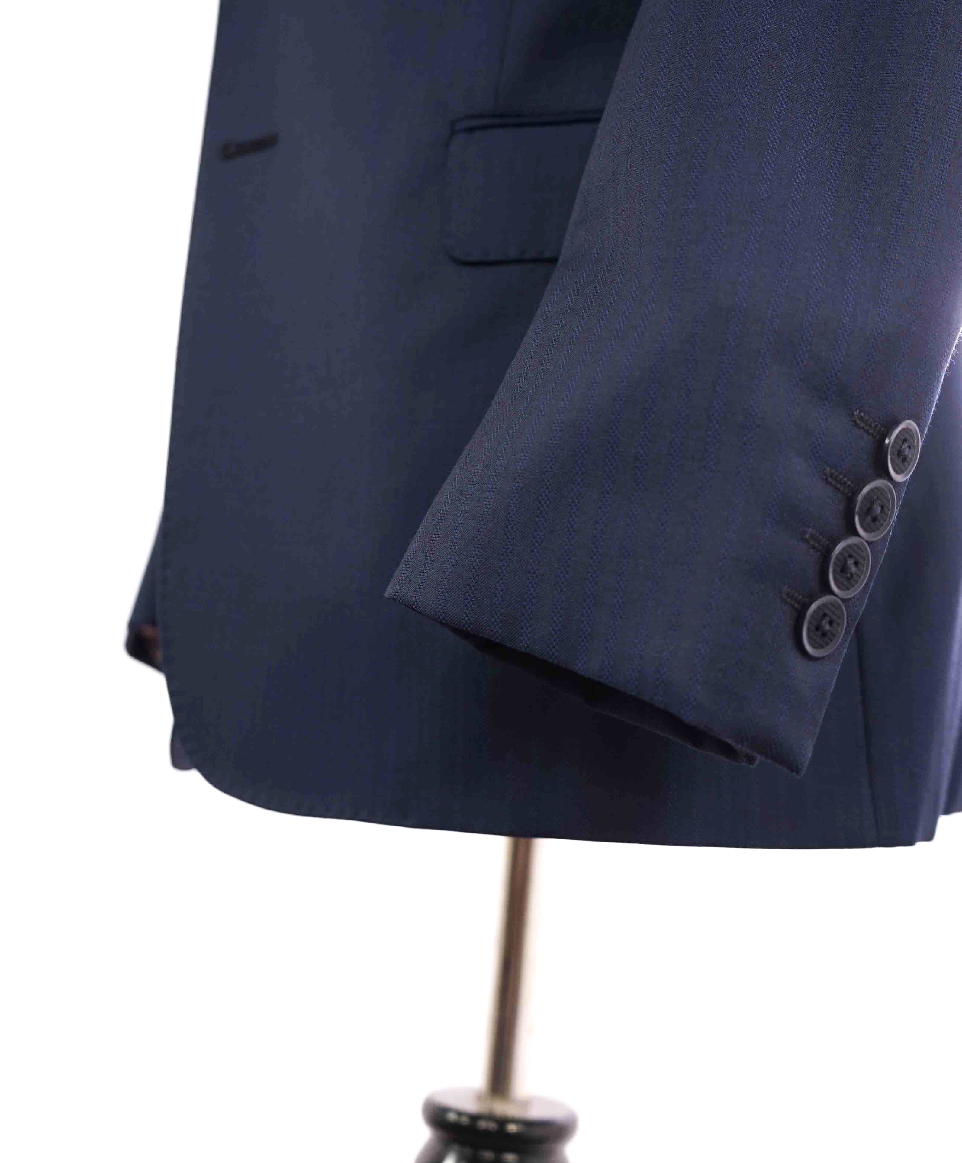 $1,495 ARMANI COLLEZIONI - “G Line” Blue Tonal Stripe Blazer DAMAGED - 40S