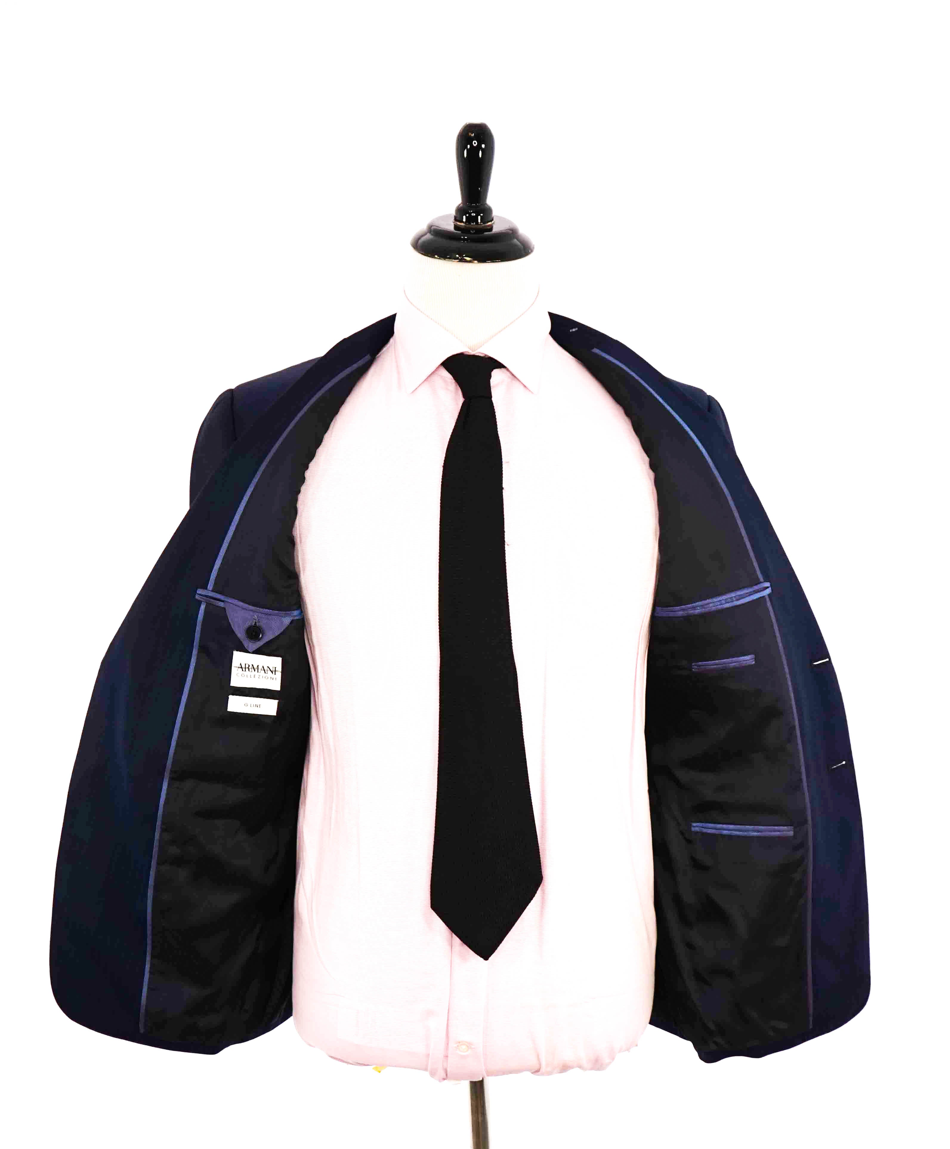 $1,495 ARMANI COLLEZIONI - “G Line” Blue Tonal Stripe Blazer DAMAGED - 40S