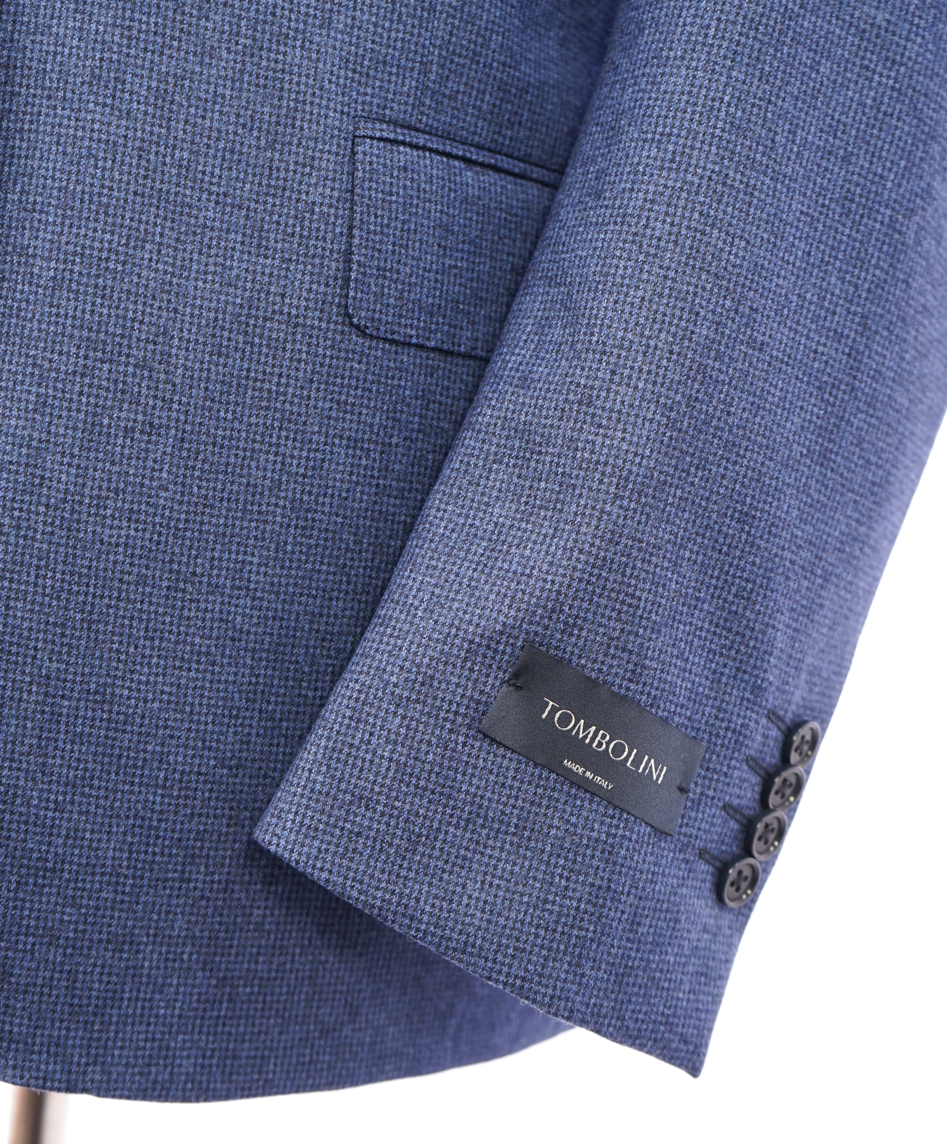 TOMBOLINI - Light Flannel "Vitale Barberis Canonico" Blue Houndstooth Suit - 46R