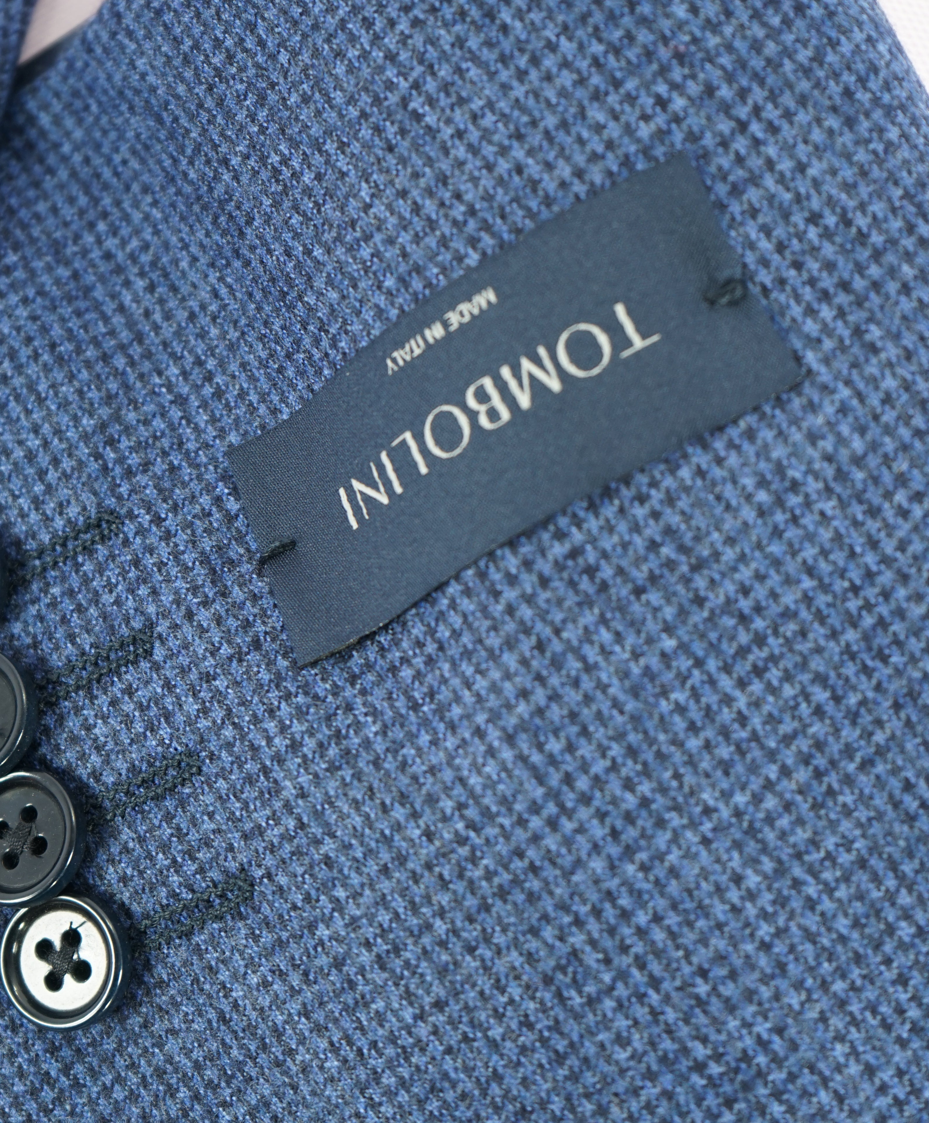 TOMBOLINI - Light Flannel "Vitale Barberis Canonico" Blue Houndstooth Suit - 46R