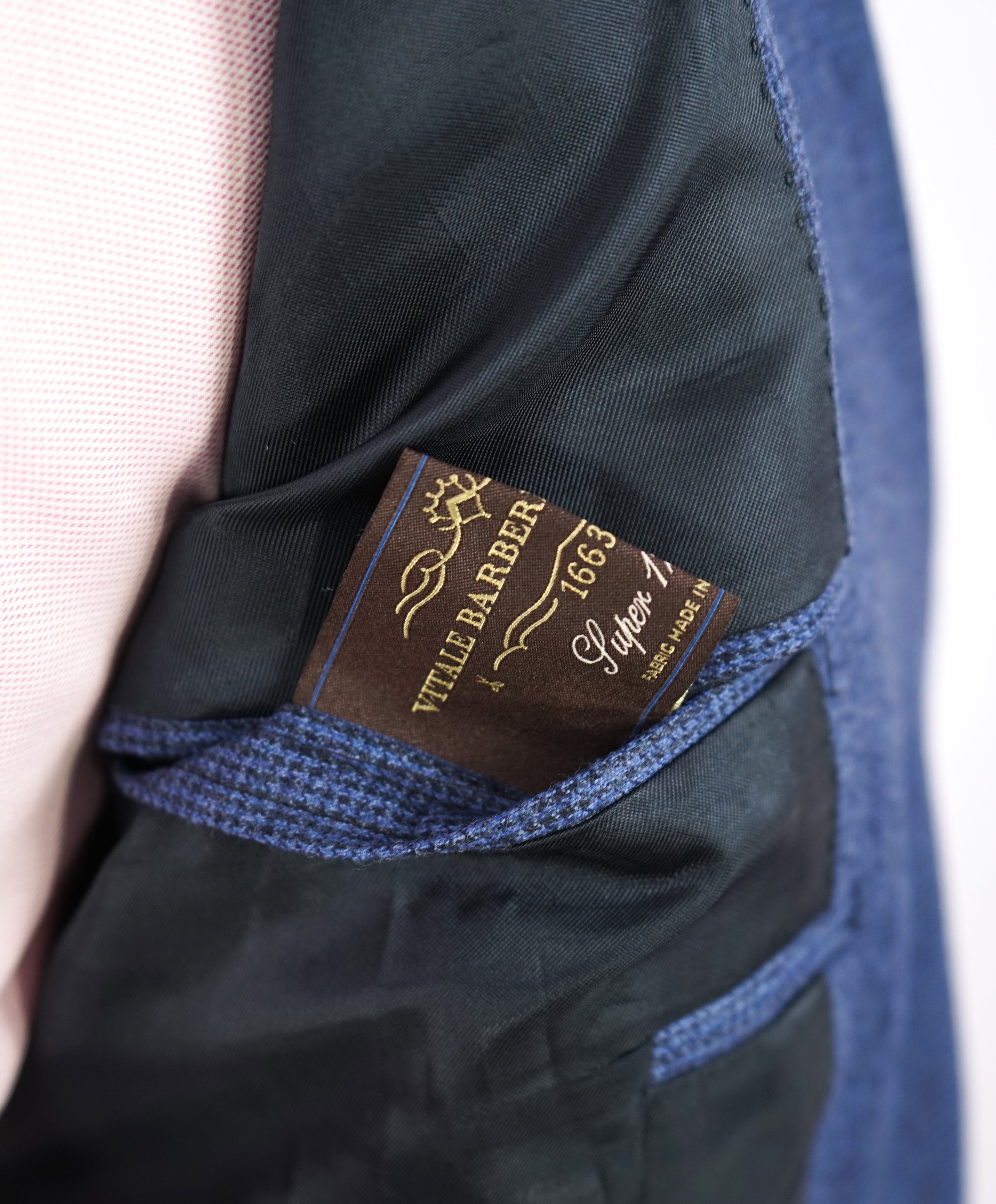 TOMBOLINI - Light Flannel "Vitale Barberis Canonico" Blue Houndstooth Suit - 46R