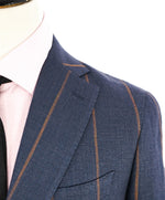 ELEVENTY - *PLATINUM LINE* Blue & Camel Chalk Stripe LINEN/SILK Suit - 40US