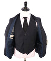 ARMANI COLLEZIONI - “M Line” 3-Piece Navy Solid Suit With Pick Stitching -  40R