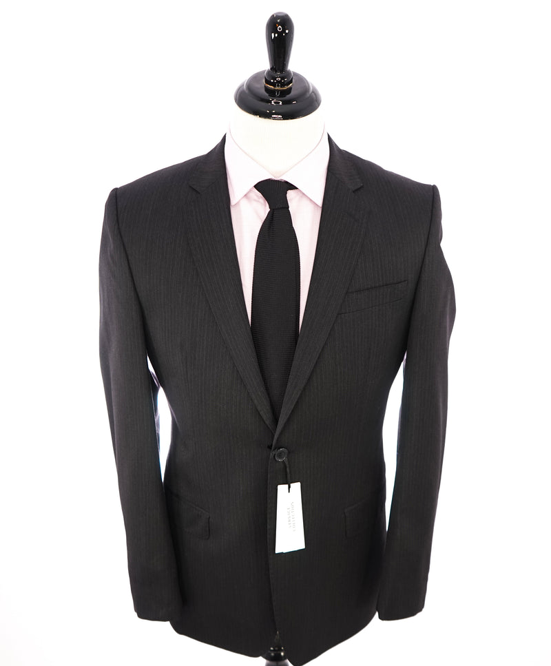 VERSACE COLLECTION - Gray Stripe Wool Suit Logo MOP Buttons  - 42R