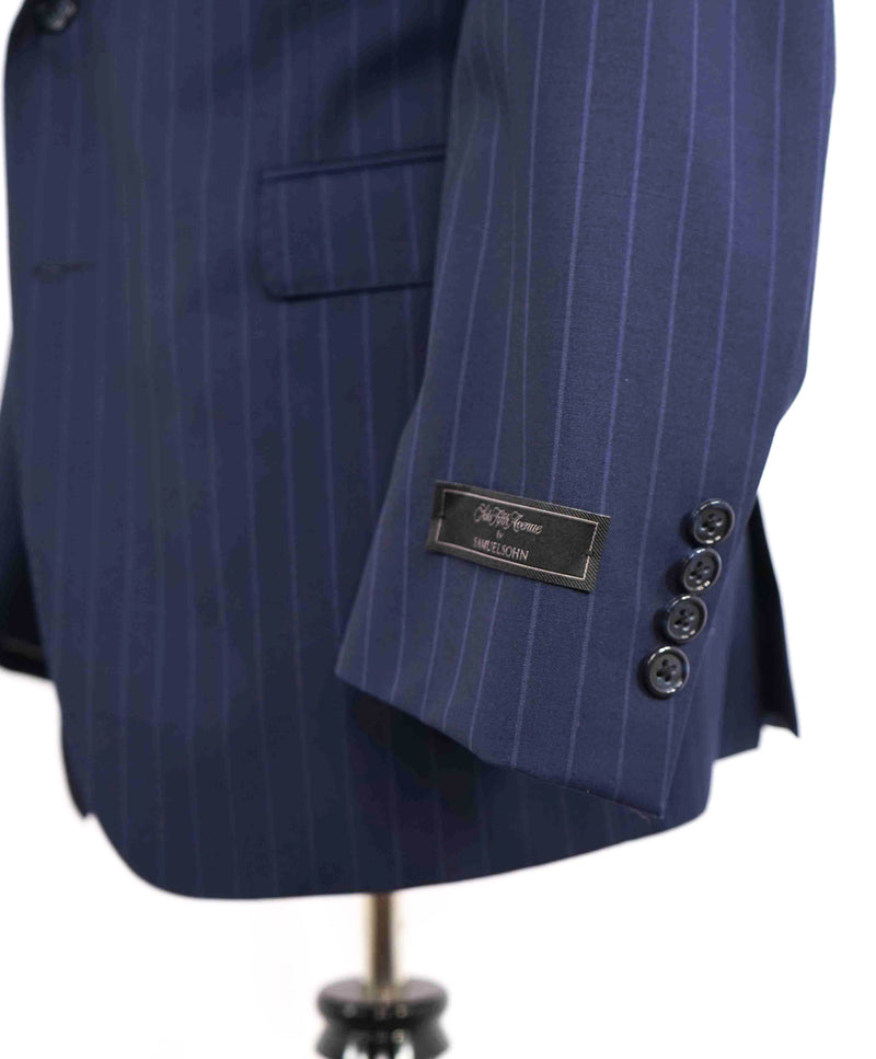 $995 SAMUELSOHN - SUPER 120's Blue Stripe Premium Grade Blazer - 42R