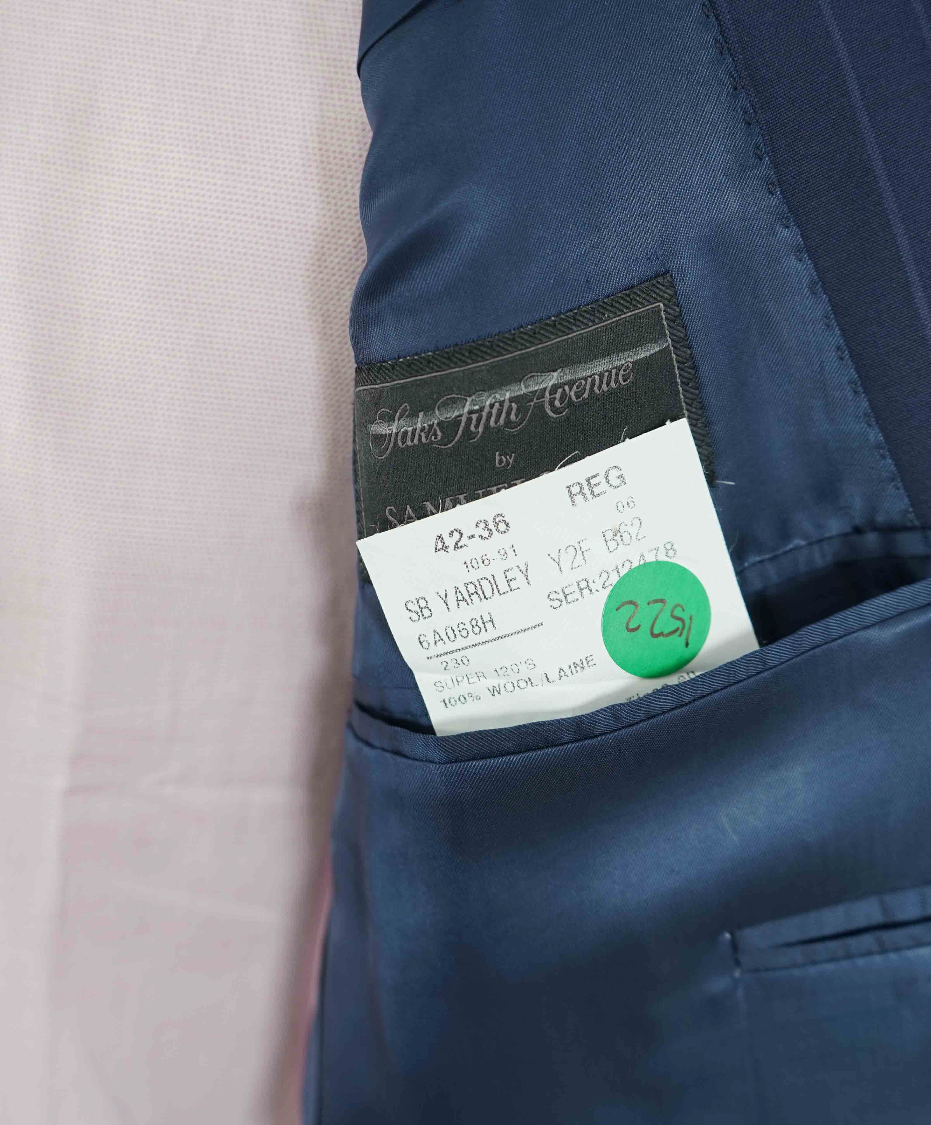 $995 SAMUELSOHN - SUPER 120's Blue Stripe Premium Grade Blazer - 42R