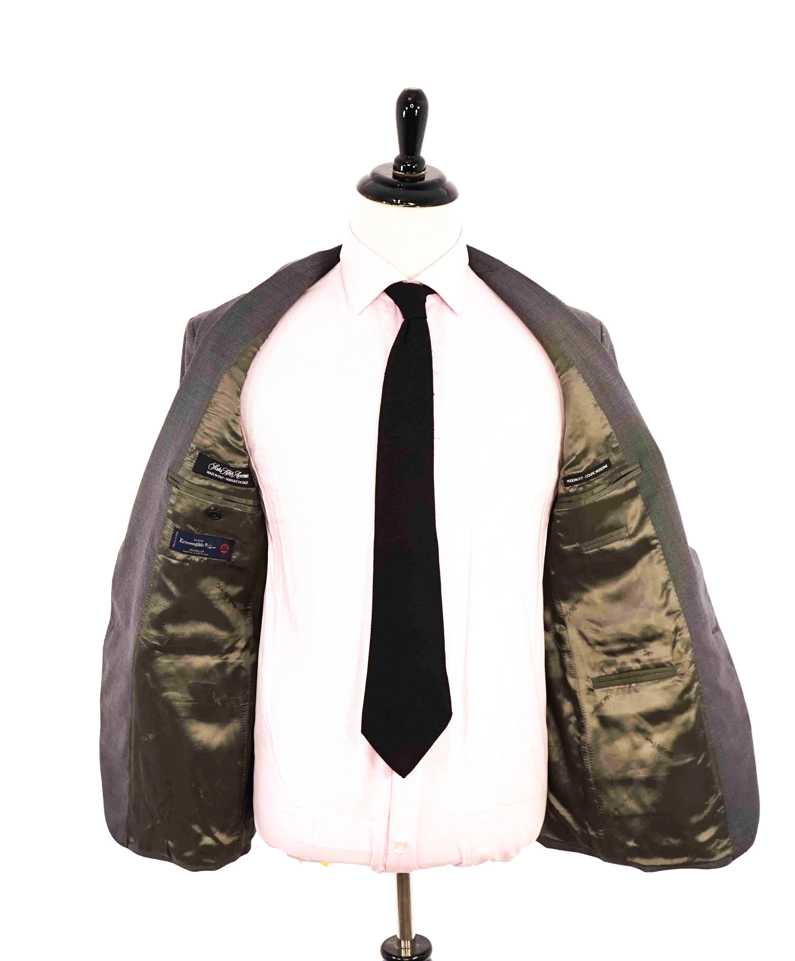 $995 ERMENEGILDO ZEGNA -By SAKS FIFTH AVENUE Gray Check Blazer- 40R