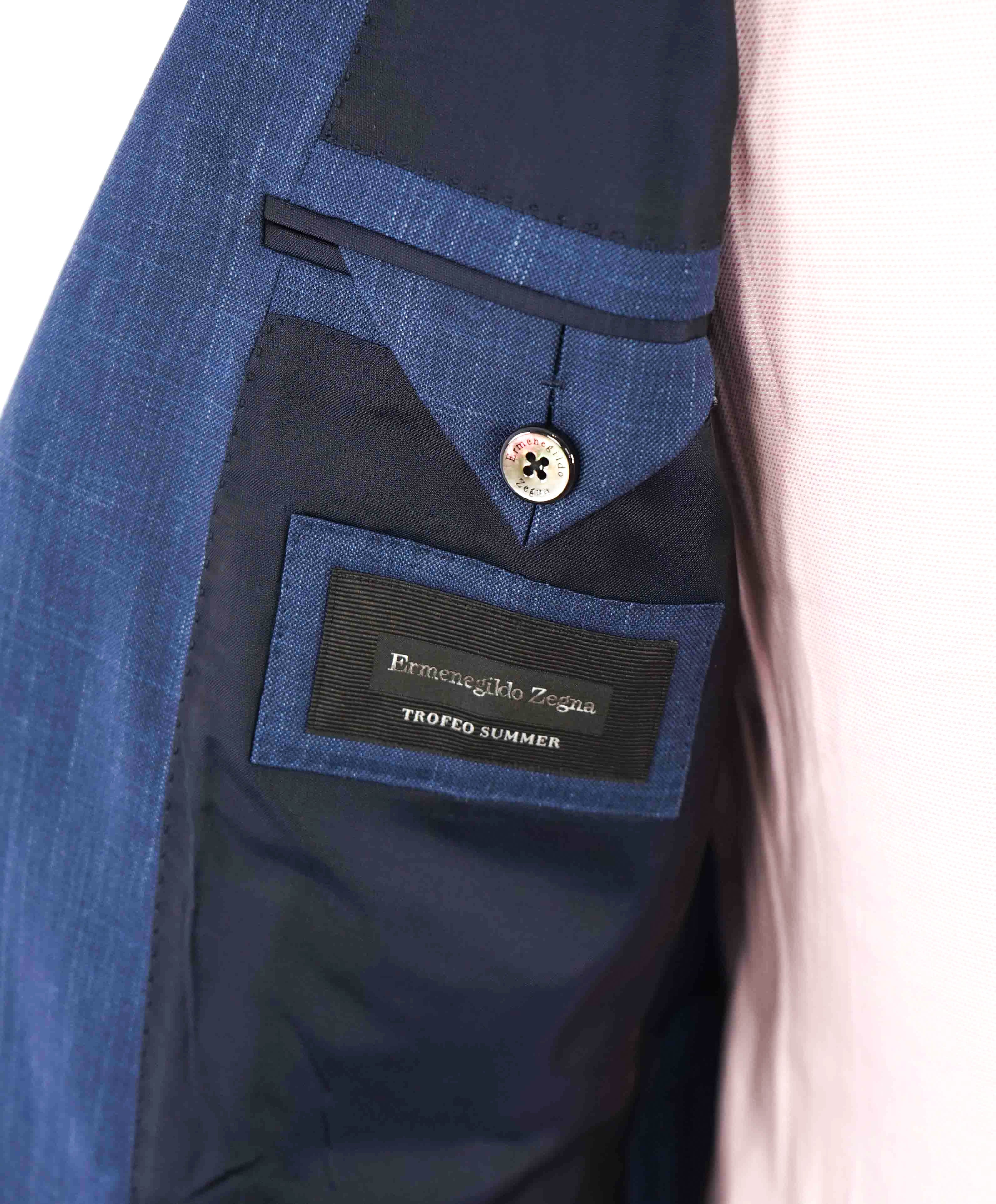 $3,290 ERMENEGILDO ZEGNA- “TORFEO SUMMER” Baby Blue W/SLK/L Blazer- 38R