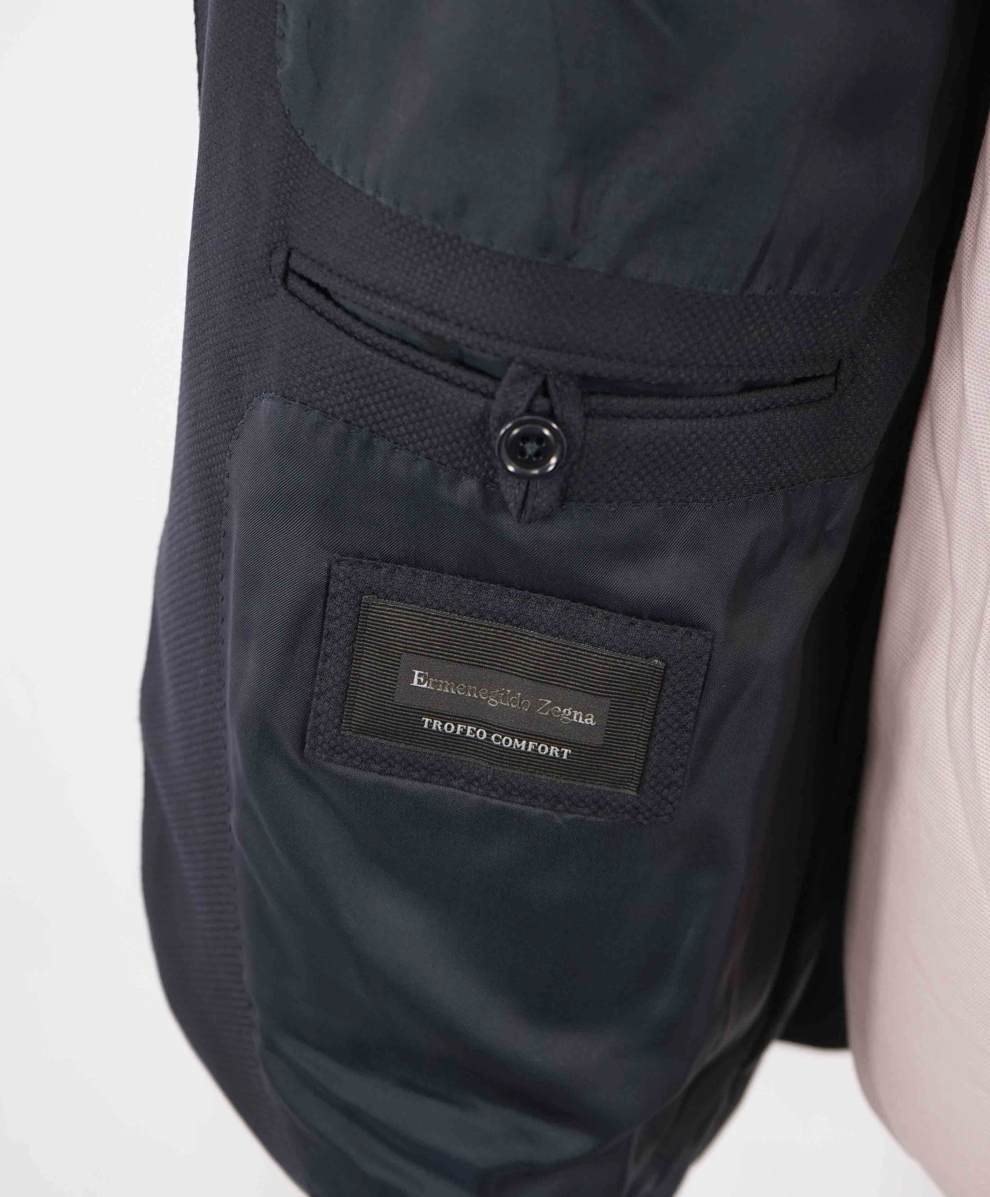 $3,295 ERMENEGILDO ZEGNA - "TROFEO COMFORT" Blue 10 POCKET Blazer - 44R