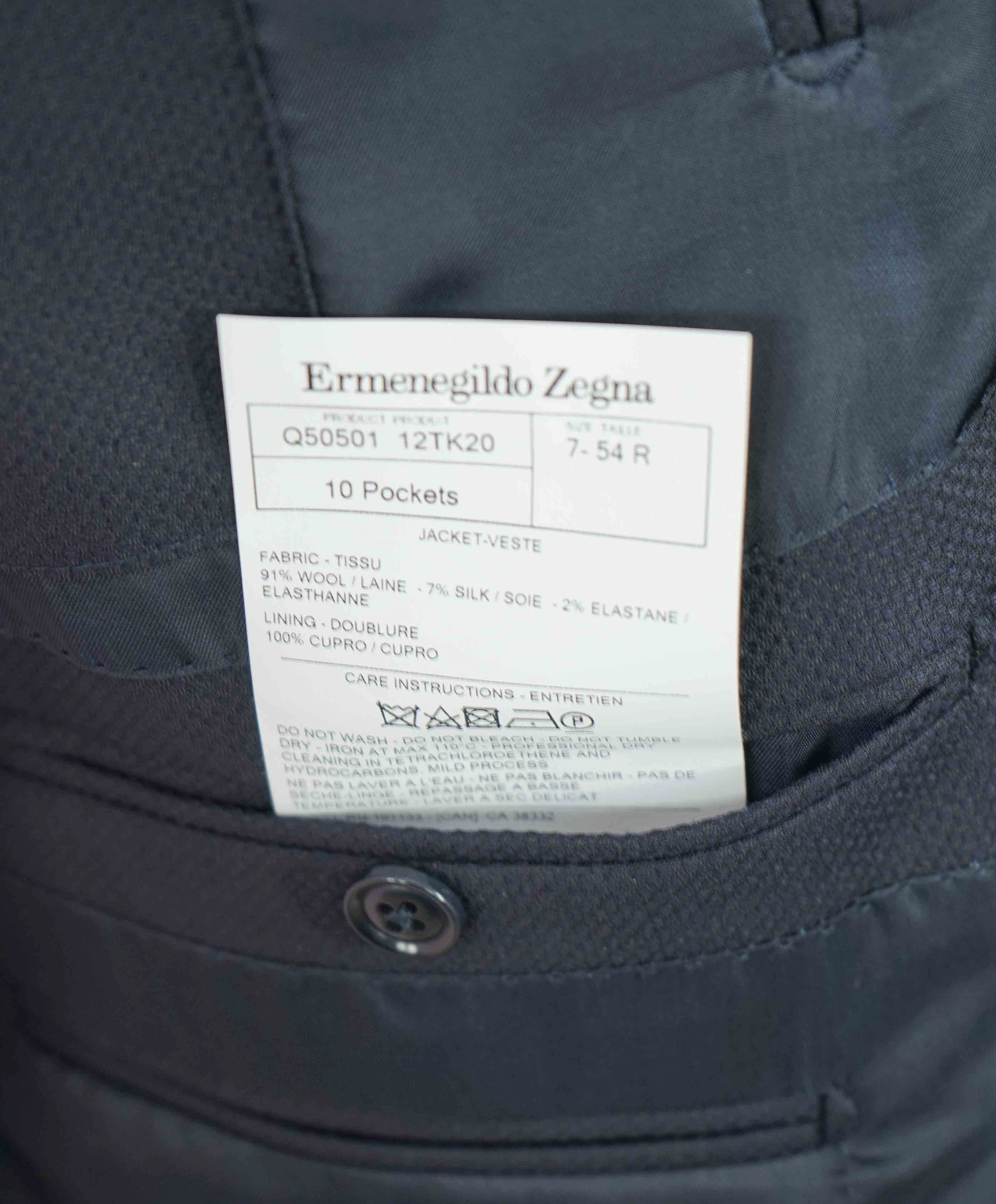 $3,295 ERMENEGILDO ZEGNA - "TROFEO COMFORT" Blue 10 POCKET Blazer - 44R