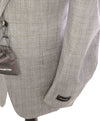 $4,690 ERMENEGILDO ZEGNA -"TROFEO 600" SILK Gray/Camel Check Suit - 46L