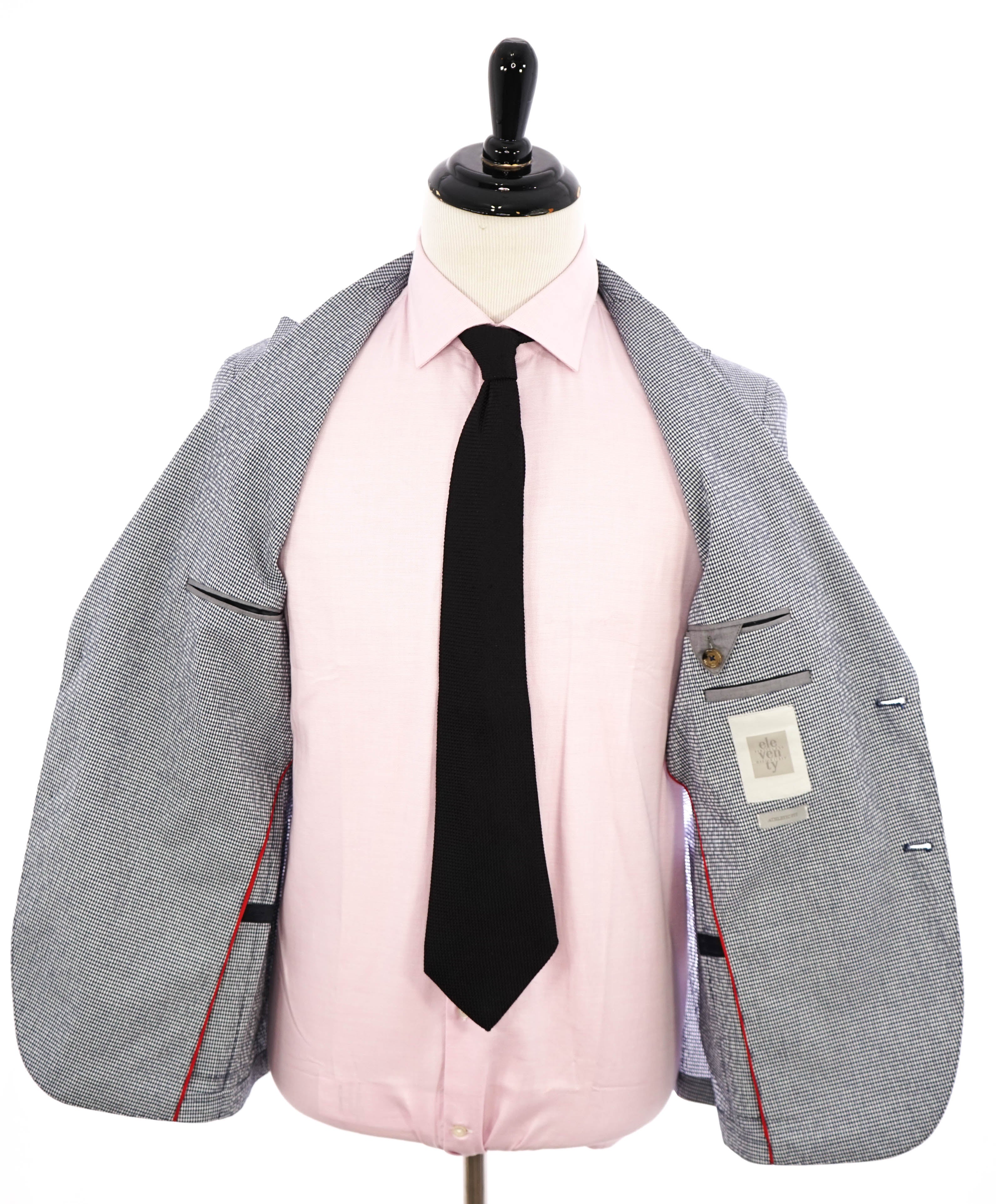 ELEVENTY - SEERSUCKER Blue Gingham Check White Button Blazer - 38 (48 EU)