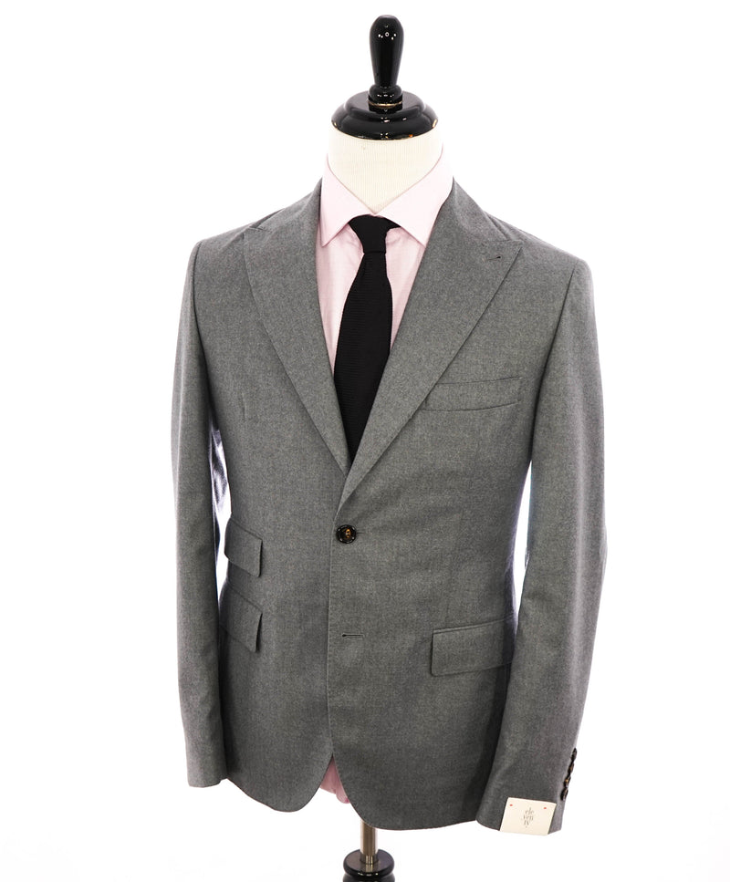 $1,695 ELEVENTY - Gray Flannel Pure Wool PEAK LAPEL Suit - 40 US (50EU)