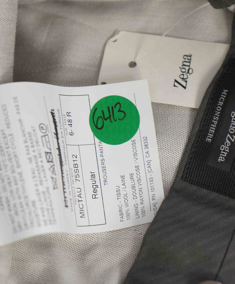 $695 ERMENEGILDO ZEGNA -Wool "Beige" Flat Front Dress Pants- 32W (48EU)